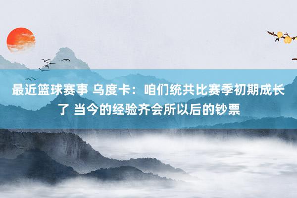 最近篮球赛事 乌度卡：咱们统共比赛季初期成长了 当今的经验齐会所以后的钞票